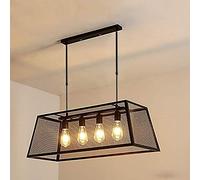 MMRTDJDR Nordic Retro Pendant Ceiling Lighting Fixture Loft Industrial Wind Hanging Lamps Suspension Light E27 Base Light Trapezoidal Iron Net Chandelier Lamp 4-Lights for Clothing Store Cafe