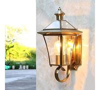 MMRTDJDR Outdoor Waterproof Courtyard Wall Lamp European Style All-Copper Wall Lights High Light Glass Lantern Villa Entrance Door Front Wall Sconce Garden Fence IP55 Household Fixtures Interesting