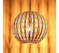 MMRTDJDR Rattan Chandelier Hand-Woven Round Pendant Lamp E27 Base Hanging Light Fitting Bird's Nest House Straw Hat Creative Pastoral Ceiling Lighting for Restaurant Cafe Light,a