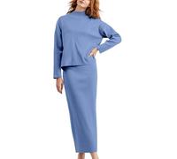 MMRTDJDR & Relaxing Pajama Sets for Women 2026 Women's Autumn Winter Solid Color Long Sleeved Knit Sweater And Skirt Loose Version Of Casual Home Wear Pajamas Set Long Silk Pajamas for Women