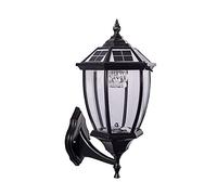 MMRTDJDR Remote LED Solar Wall Light IP54 Waterproof Wall Lamp Vintage Black Outdoor Wall Lantern with White Light/Warm Light Brightness Dimmable Smart Timing Outside Lights for Garden Garage Pati