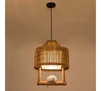 MMRTDJDR Retro Bamboo Weaving Pendant Lamp Pendant Lighting Shade Creative Resin E27 Base Hand Weaving Suspension Lights for Bar Cafe Kitchen Restaurant Home Dining Room Decoration Indoor Light