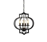 MMRTDJDR Retro Industrial Style Wrought Iron Chandelier, Creative Lantern Pendant Lamp, E144 Head Hanging Light, Restaurant Bar Kitchen Island Decorative Lighting