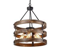 MMRTDJDR Retro Industrial Style Wrought Iron Chandelier, Creative Personality Cylindrical Metal Lampshade, Ceiling Decoration Ceiling Lighting Fixture, Bar Restaurant Pendant Lamp