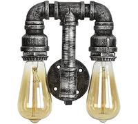 MMRTDJDR Retro Vintage Industrial Water Pipe Wall Light Rustic Metal Tap Double Head Loft Steampunk Lamp,Without Wall Lamp,Brown