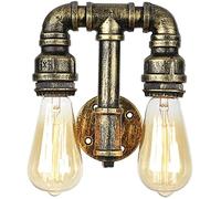 MMRTDJDR Retro Vintage Industrial Water Pipe Wall Light Rustic Metal Tap Double Head Loft Steampunk Lamp,Without Wall Lamp,B