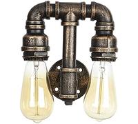 MMRTDJDR Retro Vintage Industrial Water Pipe Wall Light Rustic Metal Tap Double Head Loft Steampunk Lamp,Without Wall Lamp,C