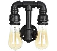 MMRTDJDR Retro Vintage Industrial Water Pipe Wall Light Rustic Metal Tap Double Head Loft Steampunk Lamp,Without Wall Lamp,A