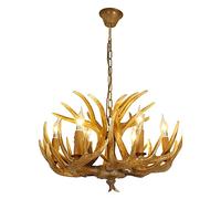 MMRTDJDR Rustic 6 Lights Antler Chandelier,Deer Decor Light,Resin Deer Adjustable Ceiling Hanging Lamp Vintage Style Horn Lighting Fixtures