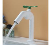 MMRTDJDR Single Taps for Bathroom Basin 2 Mode Hot and Cold Water Tap Bathroom Single Handle Brass White + Green