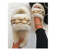 MMRTDJDR Slippers Slippers SlidesThick Bottom Flip Flops Open Toe Fuzzy Slippers Fluffy House Slides for Women