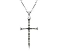 MMRTDJDR Steel Cross Men's Necklace Euro-American Vintage Dark Style Skull Seven Deadly Sins Punk Nail Pendant