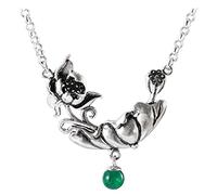 MMRTDJDR Style Pendant Ethnic Style Clear Agate Green Lotus Pond Necklace Woman's Necklace Green Pendant