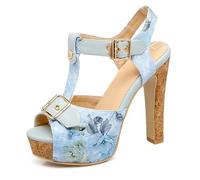 MMRTDJDR Summer Retro Printed Women's Heels, Outdoor Fashion Sandals, Four Types