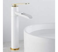 MMRTDJDR Tall Basin Mixer Tap Waterfall Bathroom Sink Taps Brass Above Counter Cabinet Faucet Single Hole Faucet-White(Blanc)