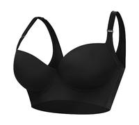 MMRTDJDR TOSOFT Womens Seamless Tank Shapewear Bras Plus Size Push Up Deep Cup Bra Ladies Underwear Compression Full Cup Bra Corset (Color : Black, Size : 90/40E)
