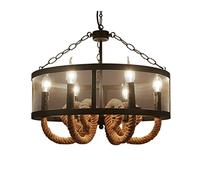 MMRTDJDR Traditional Country Creative Ceiling Pendant Lamp for Restaurant Bar Shop Personality Retro Industrial Hemp Rope Iron Molecular Chandelier Fixtures