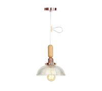 MMRTDJDR Traditional Creative Industry Style Wood Glass E27 Pendant for Hotel Restaurant Shop Bedside Small Exquisite Hanging Light Fixture Fixtures Color : Rose