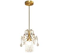 MMRTDJDR Traditional European Retro Crystal Chandelier Single Head LED Pendant Light Brushed Finish Ceiling Hanging Light E27 Fixture Adjustable Height for Restaurant Living Room H30*23cm Fixt