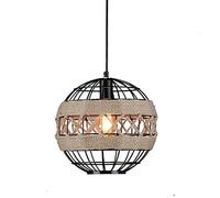 MMRTDJDR Traditional Hemp Rope Adjustable Droplight Retro Personality Iron Pendant Lamp Loft Retro Industry Spherical Ceiling Mounted Lighting Fixture Vintage Restaurant Decoration E27 Fixtures