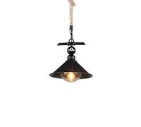 MMRTDJDR Traditional Industrial Vintage Loft Hemp Rope Billiards Lamp Chandelier Bar Counter Gamma Adjustable Pendant Light Fixtures Color : Black