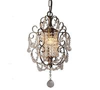 MMRTDJDR Traditional K9 Adjustable Simple Luxurious Metal Chandelier Iron Art Rural Crystal Pendant Restaurant Droplight Living Room Household Hanging Lamp E27 Edison Fixtures