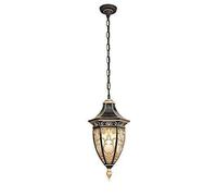 MMRTDJDR Traditional Luxury European Victoria Retro Outdoor Pendant Lamp Glass Lantern IP44 Bronze Vintage Ceiling Hanging Light Metal Garden Gazebo Balcony Chandelier Lighting E27 Fi