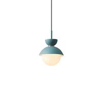 MMRTDJDR Traditional Modern Minimalist 1-Globe Hanging Ceiling Pendant Chandelier D20cm, Metal with White Frosted Glass Globes Suspension Lighting Fixture - Blue Fixtures