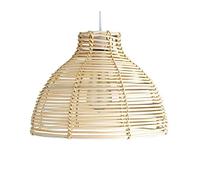 MMRTDJDR Traditional Modern Pendant Light,Cream Wicker Rattan Basket Style Chandelier Light Shade Indoor Lighting Fixture for Living Room Wooden Ceiling Lamp Fixtures