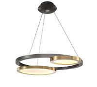 MMRTDJDR Traditional Modern Round Ring Acrylic Metal Creative Chandeliers Lighting Elegant Semi Flush Mounted Pendant Lamp Dining Room Living Room Hanging Suspension Lantern Restaurant Droplight Fixtu