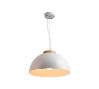MMRTDJDR Traditional Modern Simple Northern Europe Iron Pendant Light Solid Wood Restaurant Single Head Chandelier Creative Personality Art Semicircle Lighting White Decoration Hanging lamp E27