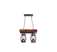 MMRTDJDR Traditional Retro Kerosene Lantern Glass Lampshade Ceiling Pendant Lights Creative Iron Chain Chandelier Farmhouse Restaurant Inn Dining Room E27 Hanging Lamp Fixtures