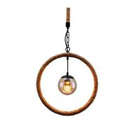 MMRTDJDR Traditional Retro Village Hemp Rope Ceiling Pendant Industry Creativity Restaurant Droplight Wrought Iron Loft Hanging Light Glass Shade Bar Chandelier E27 Fixtures