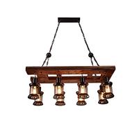 MMRTDJDR Traditional Vintage Retro Wooden 8-light Chandeliers Ceiling Hanging Lamp Rustic Wrought Iron Ceiling Hanging Chandelier Luxurious Hotel Restaurant Decoration Droplight Fixtures