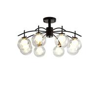 MMRTDJDR Vintage Black 8-Lights Sputnik Chandelier Spherical Glass LED Shade During Light Metal Ceiling for Kitchen Living Room Hallway Vintage-Black 8 Head
