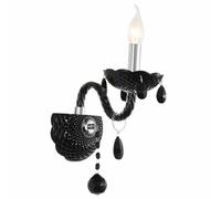 MMRTDJDR Vintage Black Candle Wall Sconce Crystal Wall Mount Light E14 Farmhouse Wall Sconce Lighting Retro Bedroom Wall Lamp For Living Room Bedroom Hallway Stairs Cafe
