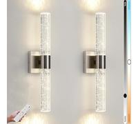 MMRTDJDR Wall Lamps Sconces 12W Crystal Wall Light Set Remote Control Dimmable LED Up and Down Wall Lamp for Living Room B Staircase Adjustable Color Temperature Silver Metal Finish