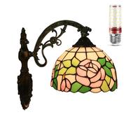 MMRTDJDR Wall Lamps Sconces Wall Lamp, Wall Lamp 8-Inch, with Colored Glass Lampshade and E27 Bracket, Suitable for Living Room, Bedroom, Hallway, Dining Room-Flower G(Rose a)