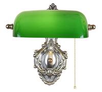 MMRTDJDR Wall Lamps Sconces Wall lamp with Pull, Classic Banker lamp with Glass Screen, Metal Base, E27 Retro Wall lamp for Living Room Bedroom