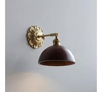 MMRTDJDR Wall Lamps Sconces Wall Light Sconce Copper Wall Sconce Lighting Walnut Shade Bedside Wall Mount Light Brass Headboard Lamps Study Hotel Wall Sconces(Dome)