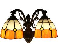 MMRTDJDR Wall Lamps Sconces Wall Light Sconces Stained Glass Double Head Wall Lighting Fixtures Vintage LED Wall Lamps for Indoor Shop Bedroom(F)