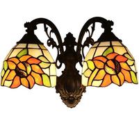 MMRTDJDR Wall Lamps Sconces Wall Light Sconces Stained Glass Double Head Wall Lighting Fixtures Vintage LED Wall Lamps for Indoor Shop Bedroom(E)
