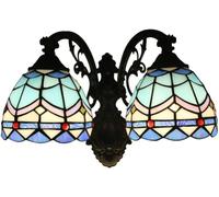 MMRTDJDR Wall Lamps Sconces Wall Light Sconces Stained Glass Double Head Wall Lighting Fixtures Vintage LED Wall Lamps for Indoor Shop Bedroom(B)
