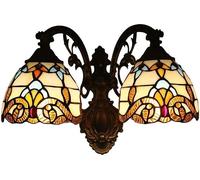 MMRTDJDR Wall Lamps Sconces Wall Light Sconces Stained Glass Double Head Wall Lighting Fixtures Vintage LED Wall Lamps for Indoor Shop Bedroom(C)