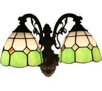 MMRTDJDR Wall Lamps Sconces Wall Light Sconces Stained Glass Double Head Wall Lighting Fixtures Vintage LED Wall Lamps for Indoor Shop Bedroom(D)