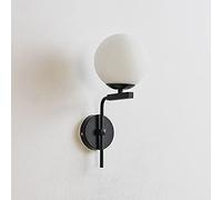 MMRTDJDR Wall Lamps Sconces Wall Sconce White Globe Glass Shade Wall Wash Lamp, Iron Art Flush Mount Wall Lamps for Hallway Living Room Porch Aisle Bedroom Bedside Lights, E27 Socket-Black(Noir)