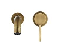 MMRTDJDR Wall Mounted Faucet Basin Sink Brass Mount 2 Hole Rotation Separate Taps Cold Hot Water Mixer Bathroom Washing Tub Crane(Antique brass-260mm)