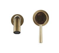 MMRTDJDR Wall Mounted Faucet Basin Sink Brass Mount 2 Hole Rotation Separate Taps Cold Hot Water Mixer Bathroom Washing Tub Crane(Brush -260mm)