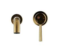 MMRTDJDR Wall Mounted Faucet Basin Sink Brass Mount 2 Hole Rotation Separate Taps Cold Hot Water Mixer Bathroom Washing Tub Crane(Polish -210mm)