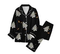 MMRTDJDR Warehouse s Womens Pyjamas Christmas Crew Pyjamas Womens Printed Lounge Pyjama Two Piece Set - Plush Warm and Cosy Fleece Loungewear for Her - Available in Range of Sizes